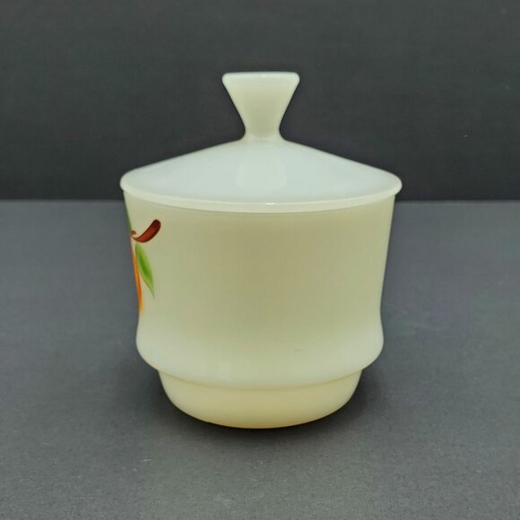 Anchor Hocking Fire King Fruit Peach Gay Fad Creamer Sugar Bowl with Lid - Picture 12 of 13